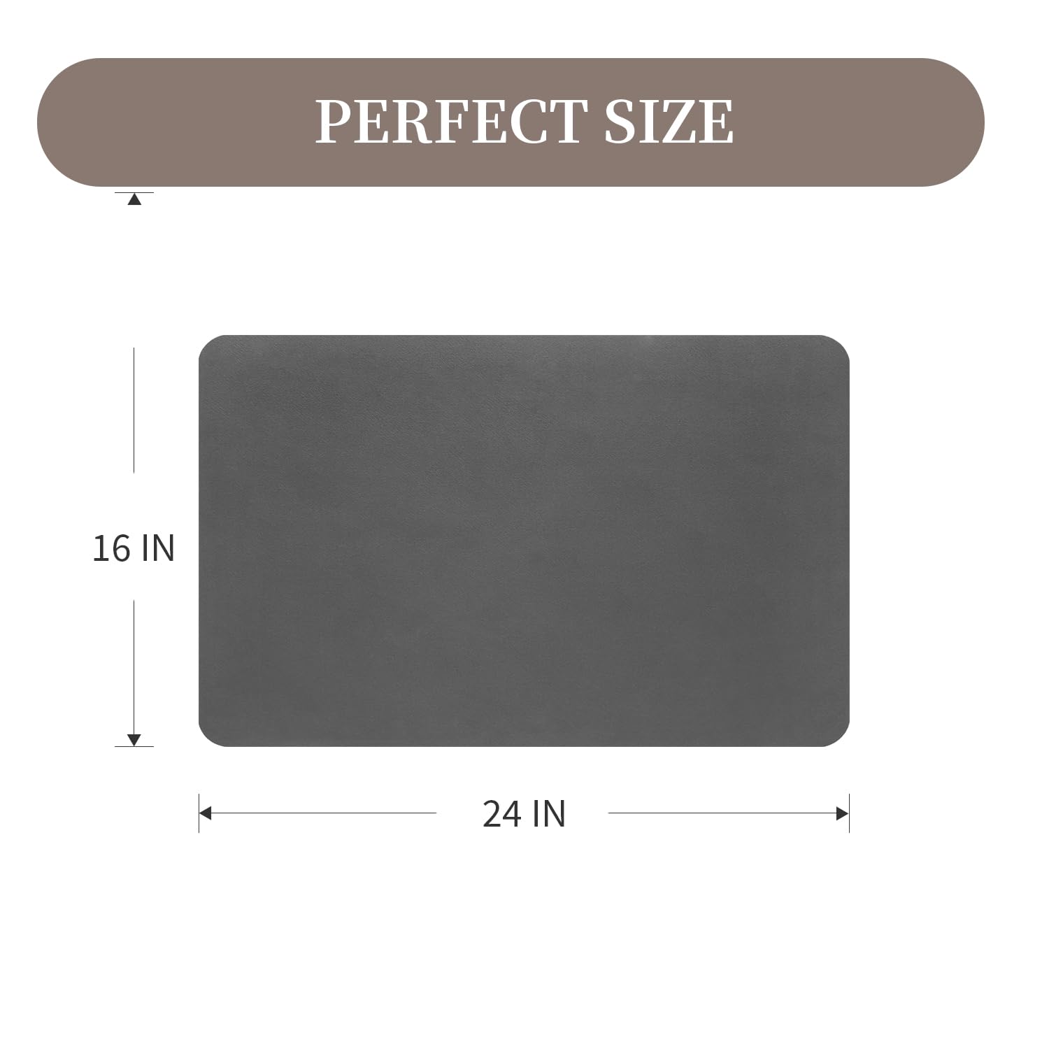 MontVoo-Absorbent Dish Drying Mat-Kitchen Counter Rubber Backed Water Absorbing Drying Mat-Hide Stain Under Dish Mat Quick Dry Coffee Mat-Dark Grey 16''x24''
