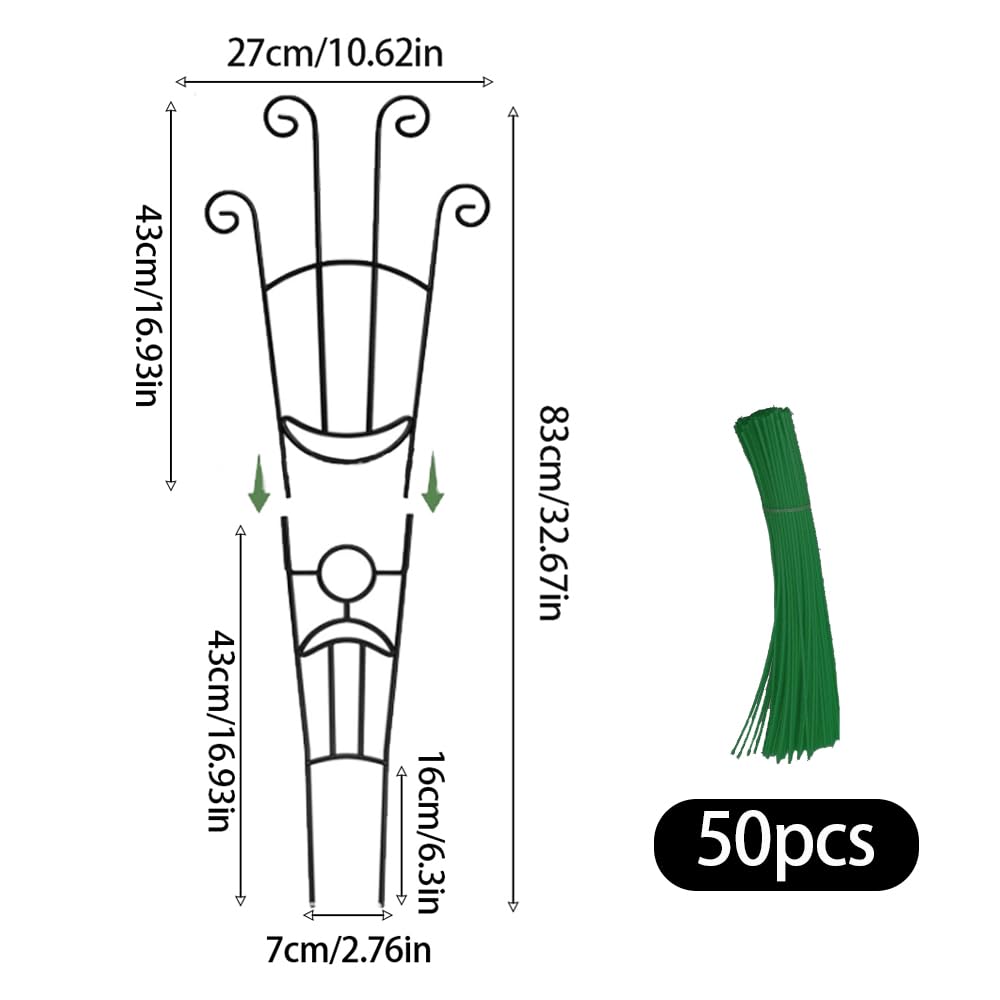 2 Pack 32.6 Inch Plant Trellis for Climbing Plants Indoor, Expandable Large Metal Potted Plants, Heavy-Duty Tall Climber Support Ivy, Outdoor Houseplants Flowers