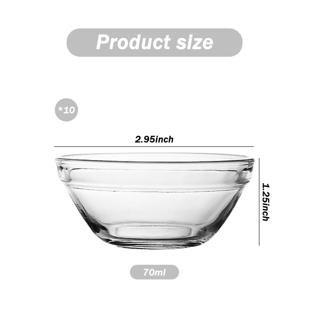 SKTMH 10Pcs Mini Glass Bowls 2.4Oz Small Prep Bowls Stackable Pinch Bowls Small Prep Dishes Ingredient Bowls for Dipping Spices Sauce