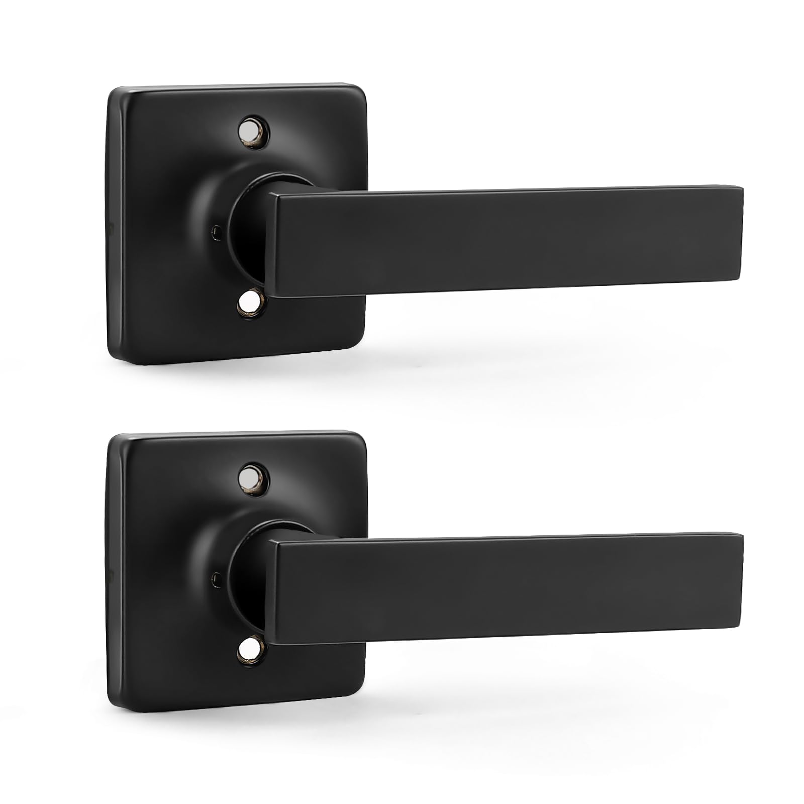GOBEKOR 2 Pack Matte Black Dummy Door Handle Interior,Reversible Half Dummy Lever,Non-Turning Indoor Door Handles for Wardrobe,Closet Door & French Doors,Cabinet/Cupboard Handles