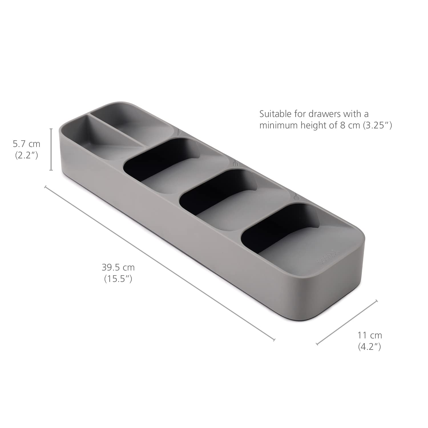 Joseph Joseph DrawerStore Compact Cutlery Organizer Kitchen Drawer Tray, Small, Gray