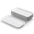 WishDeco Small Rectangle Serving Platters Set of 6, Ceramic Serving Dishes 9 inch / 23 cm, White Serving Tray for Salad, Dessert, Sushi, Party, Side Dish