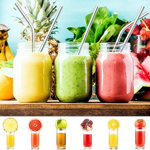 Reusable Metal Bent Straws 50-Pack in Bulk. 215mm/8.5 Inch Stainless Steel Drinking Straws in Bulk for Wholesale.Curved Straws for 20oz Tumblers Yeti (Silver All Bent 50pcs-8.5")