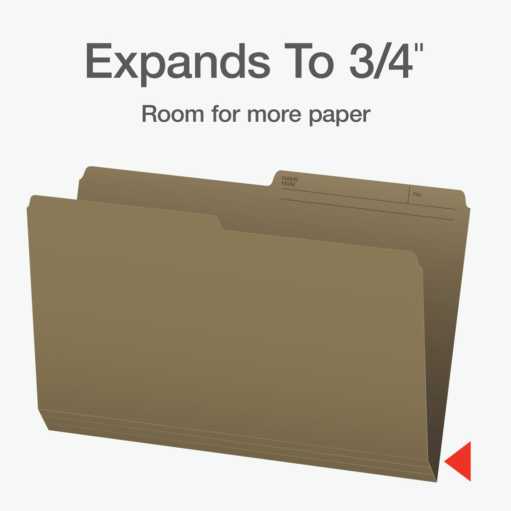 Pendaflex File Folders, Legal Size Reversible File Organizers, 1/2 Cut Tab, Natural Sand, Durable Tear-Resistant Paper Stock, 100-Pack for Office, School & Home Filing