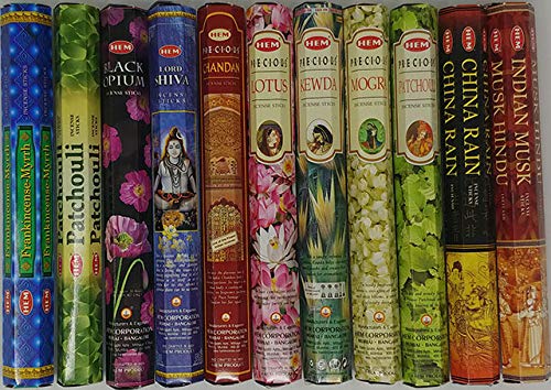 Hem Incense -12 Box Best Variety Pack 20 Sticks Each - 240 Sticks - 240g - 45+min Burn