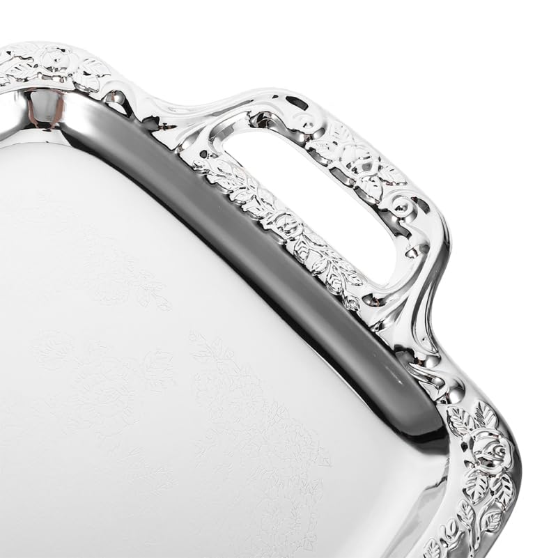 STOBAZA Elegant Stainless Steel Rectangular Food Serving Plate Organized Storage Tray for Snacks Fruits Small Items