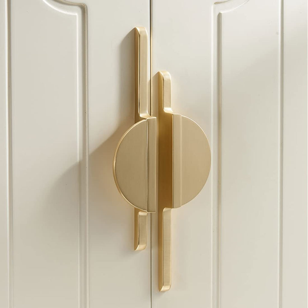 Myxekllo Gold Drawer Pulls Half Moon Drawer Pulls, Brushed Gold Cabinet Pull Handles for Kitchen Cabinet Cupboard Dresser, Hole spacing 2.5 inches 2 Pack