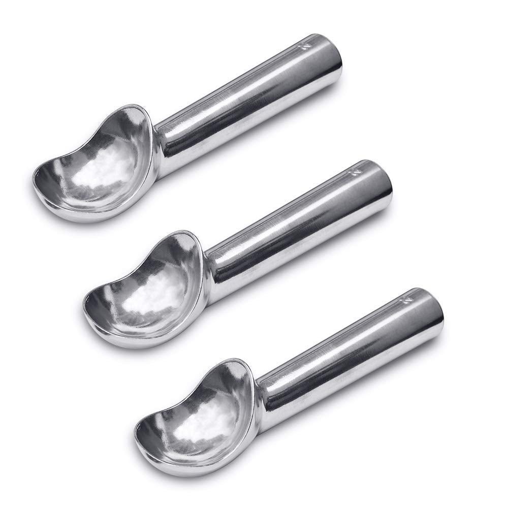 Cozihom, 3 Packs, 2 OZ Aluminum Ice Cream Scoop, Cookie Scoop, Ice Scoop Spade with Heat Conductive Handle, Non-Stick and Easy to Use, Simple One-Piece Aluminum Design Easy Release