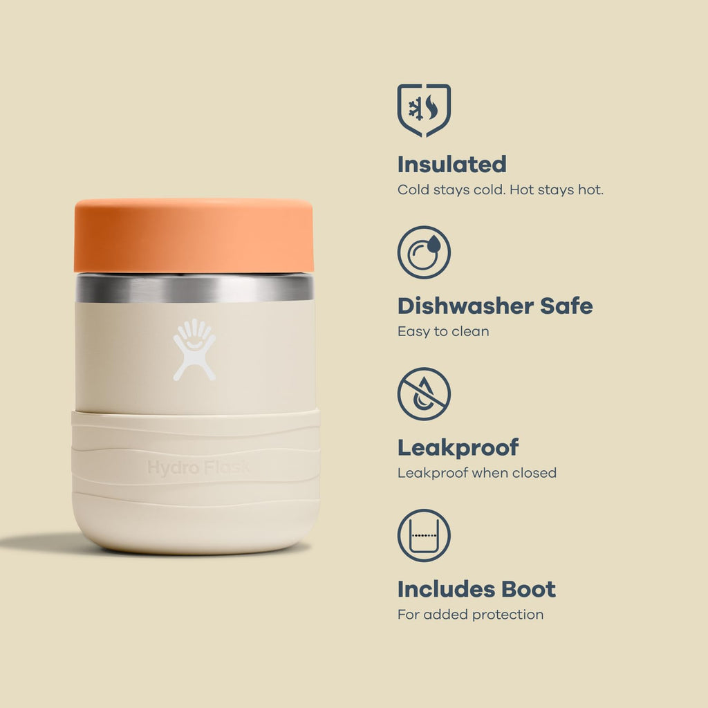 Hydro Flask 12 Oz Kids Leakproof Insulated Food Jar with Soft Grip Lid and Flex Boot, BPA-Free, Seaspray