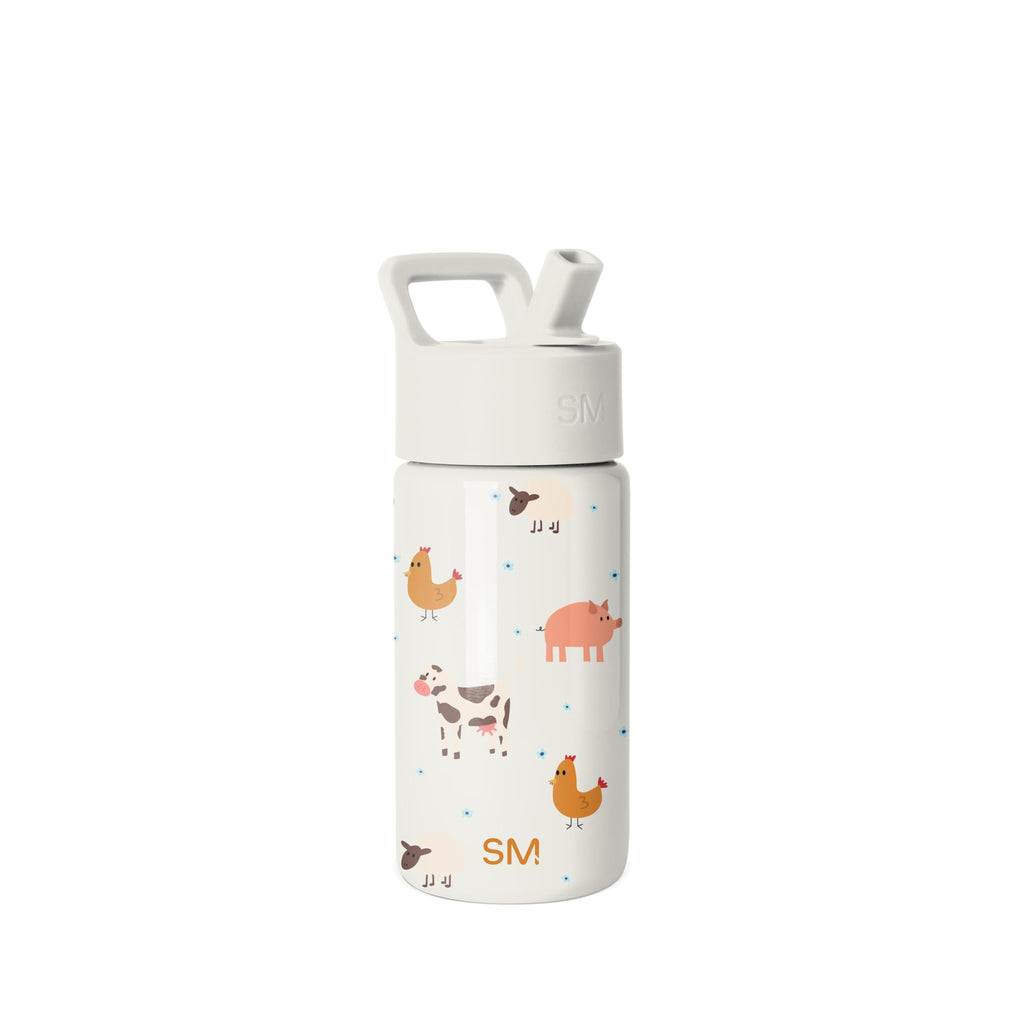 Simple Modern Kids Water Bottle with Straw Lid | Reusable Insulated Stainless Steel Cup for Toddlers, School | Summit Collection | 14oz, Farm Animals