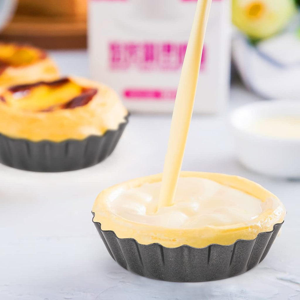 Cyimi 12 pcs Egg Tart Molds, 3" Mini Tart Pans Removable Bottom, Cupcake Cake Muffin Mold Tin Pan Baking Tool, Reusable Quiche Bakeware Carbon Steel for Pies, Quiche Bakeware, Cheese Cakes, Desserts
