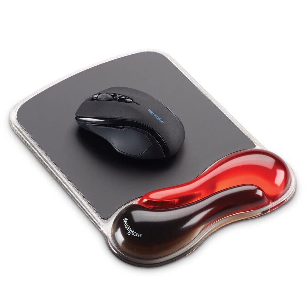Kensington Duo Gel Mouse Pad Wrist Rest - Black/Red, 1" x 7.3" x 9.5"