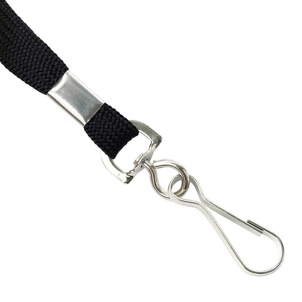 Bird Fiy Lanyards Safety Black Lanyards Neck Flat Premium Breakaway Badge Lanyard with J-Hook for ID Nametag Badge Holder (Black, 50 PCS)