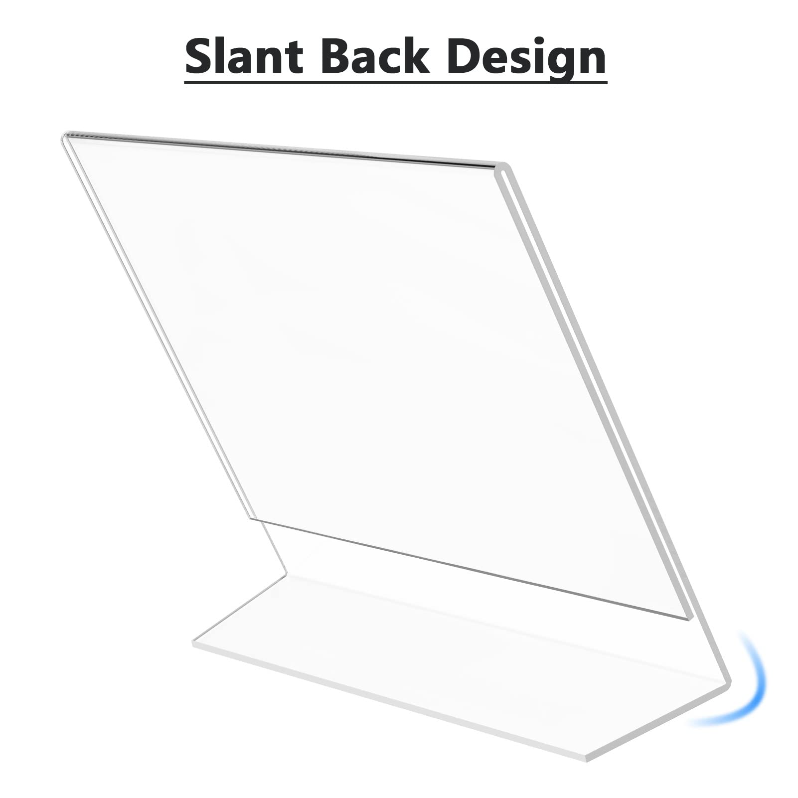 MaxGear Acrylic Sign Holder 8.5x11 Inches Horizontal 6 Pack, Slant Back Clear Flyer Menu Holder Table Top Plastic Display Stands Paper Frames for Office, Store, Restaurants, Landscape