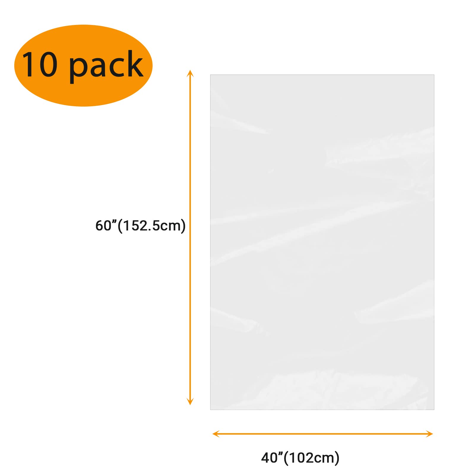 Belinlen 10 Count 40x60 inches large Clear Plastic Bag Giant Storage Bags Furniture Cover Plastic Bag for Moving Protection and Long Term Storage, Large Items Dustproof, Moistureproof (2 Mil)