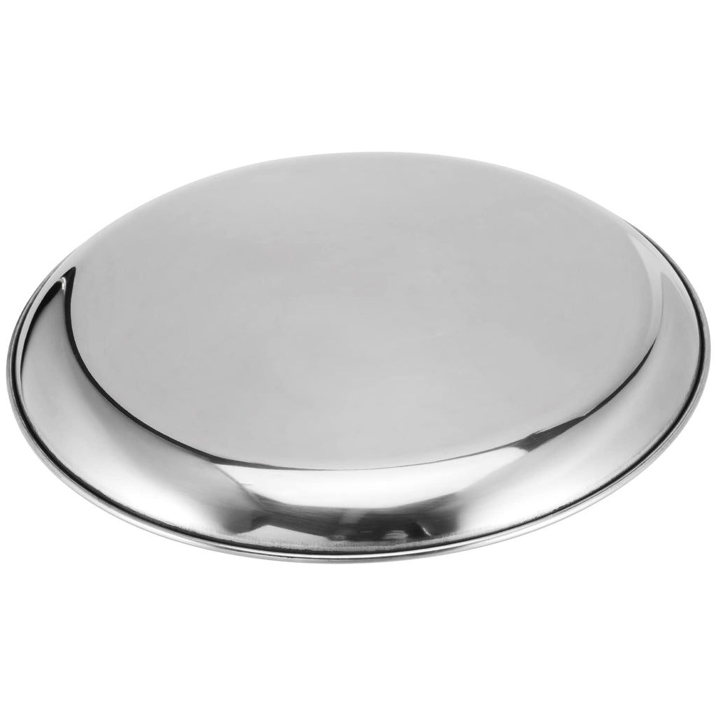 JOIKIT 4 Pack 10 Inch Silver Stainless Steel Plate, Round Metal Dinner Plates, Kitchenware Dinner Dishes Serving Tray Large Camping Plates for BBQ, Snack, Food Serving, Dishwasher Safe