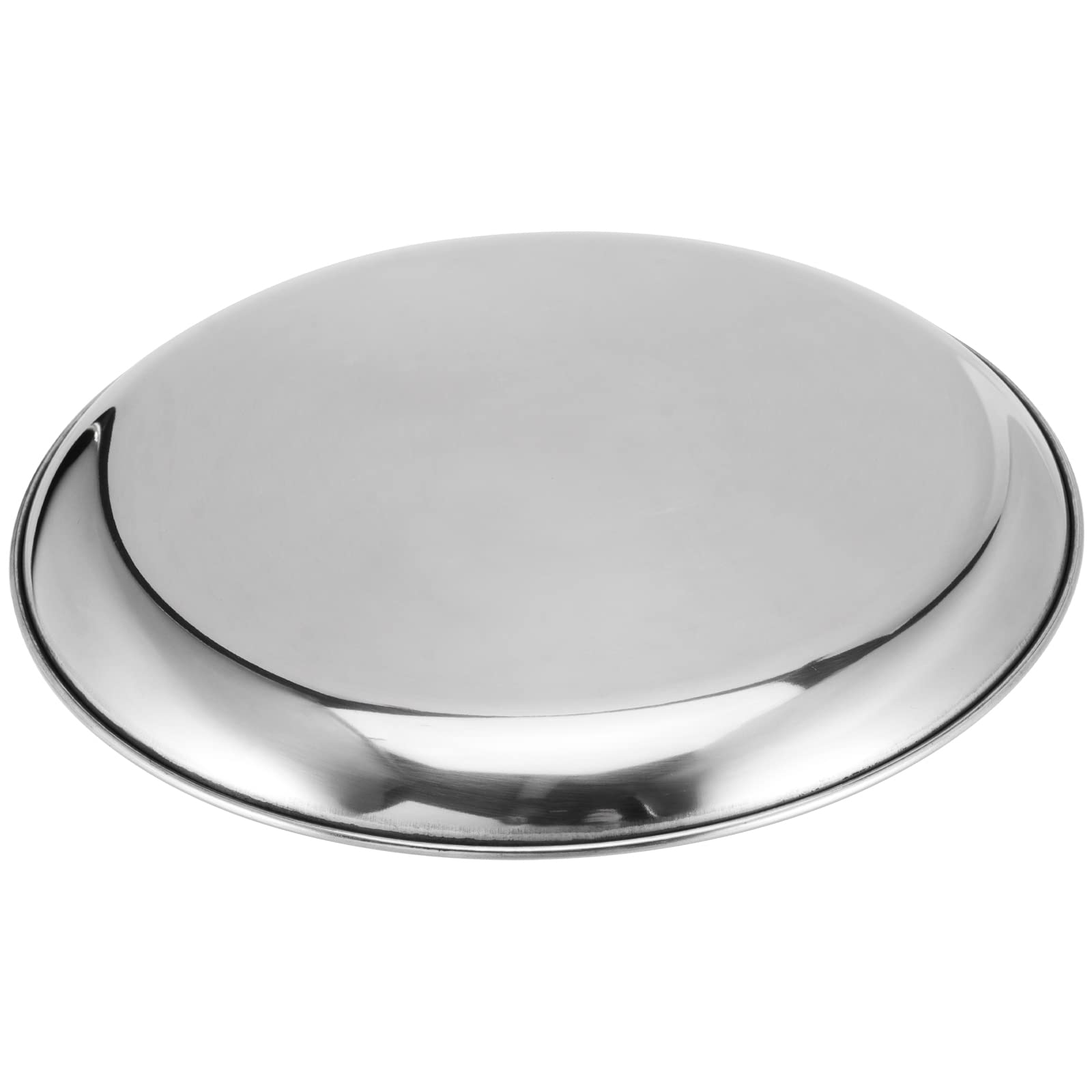 JOIKIT 4 Pack 10 Inch Silver Stainless Steel Plate, Round Metal Dinner Plates, Kitchenware Dinner Dishes Serving Tray Large Camping Plates for BBQ, Snack, Food Serving, Dishwasher Safe