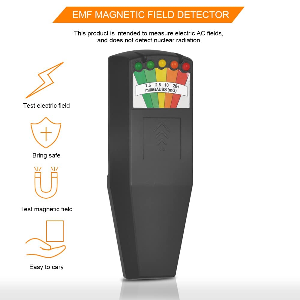 EMF Meter, 5 LED Magnetic Field Detector, Ghost Hunting Equipment Tester for Home, Office & Outdoor Inspections