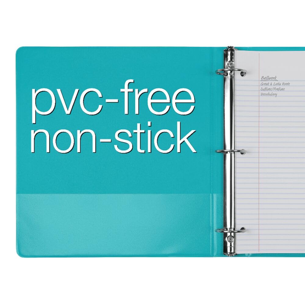 Cardinal Binders, 3-Ring, 1.5 Inch, 350-Sheet Capacity, Assorted Colors 4-Pack (Pink, Teal, Purple, Lime), Customizable Covers, Non-Stick with Pockets, for School, Office or Projects