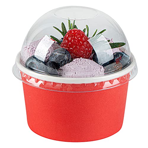 Restaurantware-LIDS ONLY: Dome-Shaped Lids, 50 Transparent Plastic Lids for 5 Ounce Coppetta to Go Cups - Cups Sold Separately, Disposable, Clear Plastic Dessert Cups Lids, for Dessert Takeaways