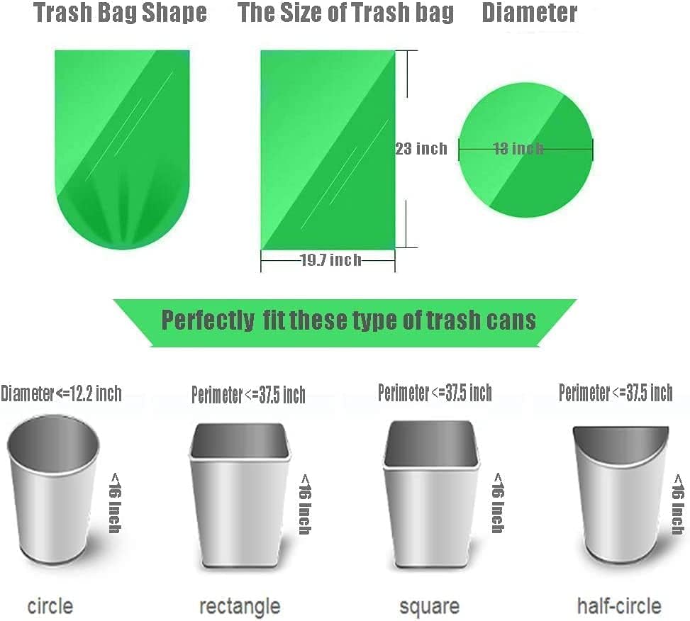 4-6 Gallon Small Trash Bags Biodegradable, 20 Liter Mini Compostable Strong Bathroom Garbage Bags with Tear & Leak Resistant, Recycling Eco-Friendly Trash Can Plastic Liner, Green, 200 Counts