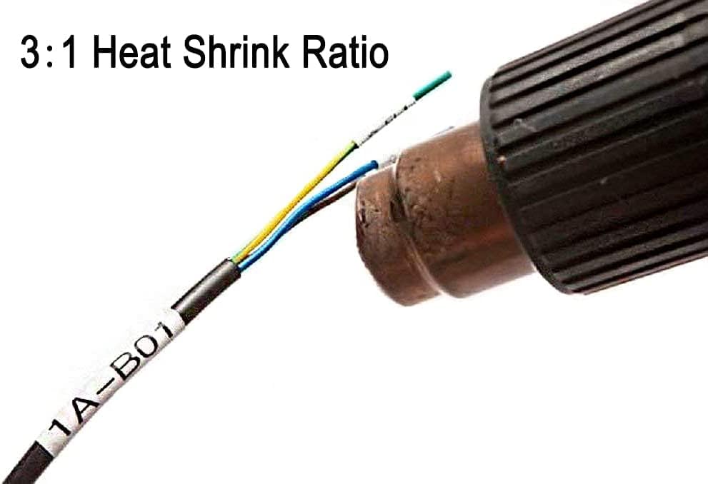 Aonomi Rhino 4200 Heat Shrink Tube Compatible with DYMO 18051 18053 18055 1/4" 3/8" 1/2" 6mm 9mm 12mm Heat Shrink Tube for DYMO Rhino 5200 5000 6000 Industrial Label Maker,Black on White,3-Pack