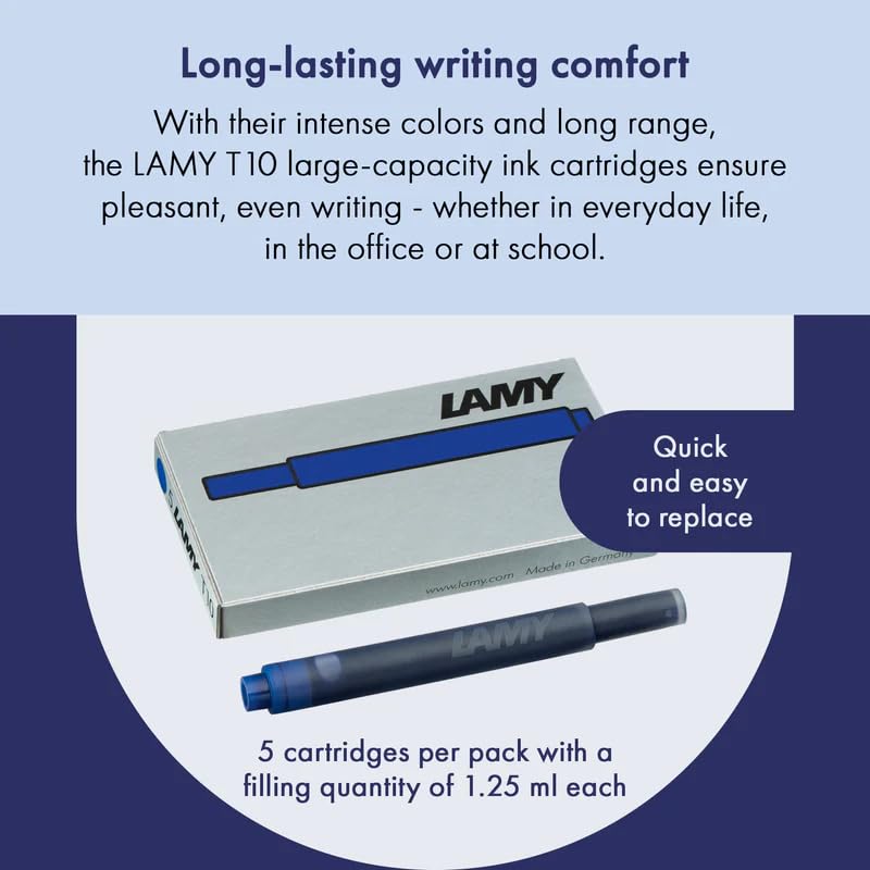 Lamy Fountain Pen Ink Cartridges, Blue Ink, Pack of 20 (LT10BLB)