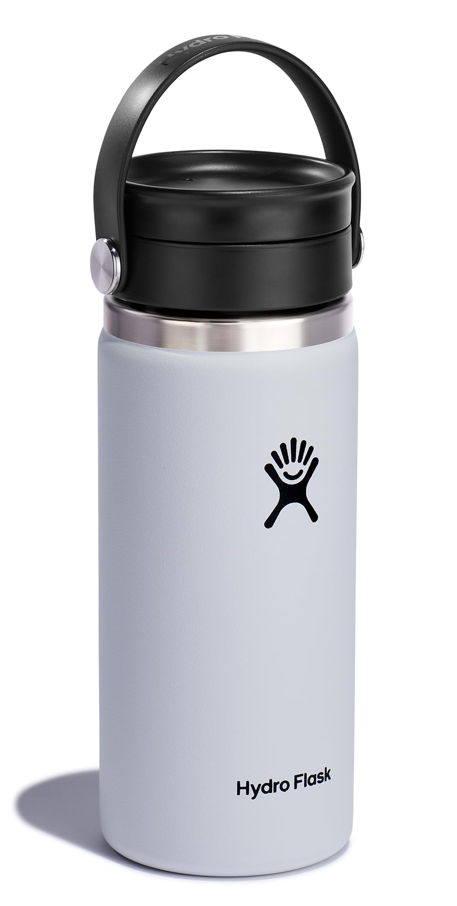Hydro Flask 16 Oz Stainless Steel Wide Mouth Hot Water Bottle with Leakproof Flex Sip Lid, White