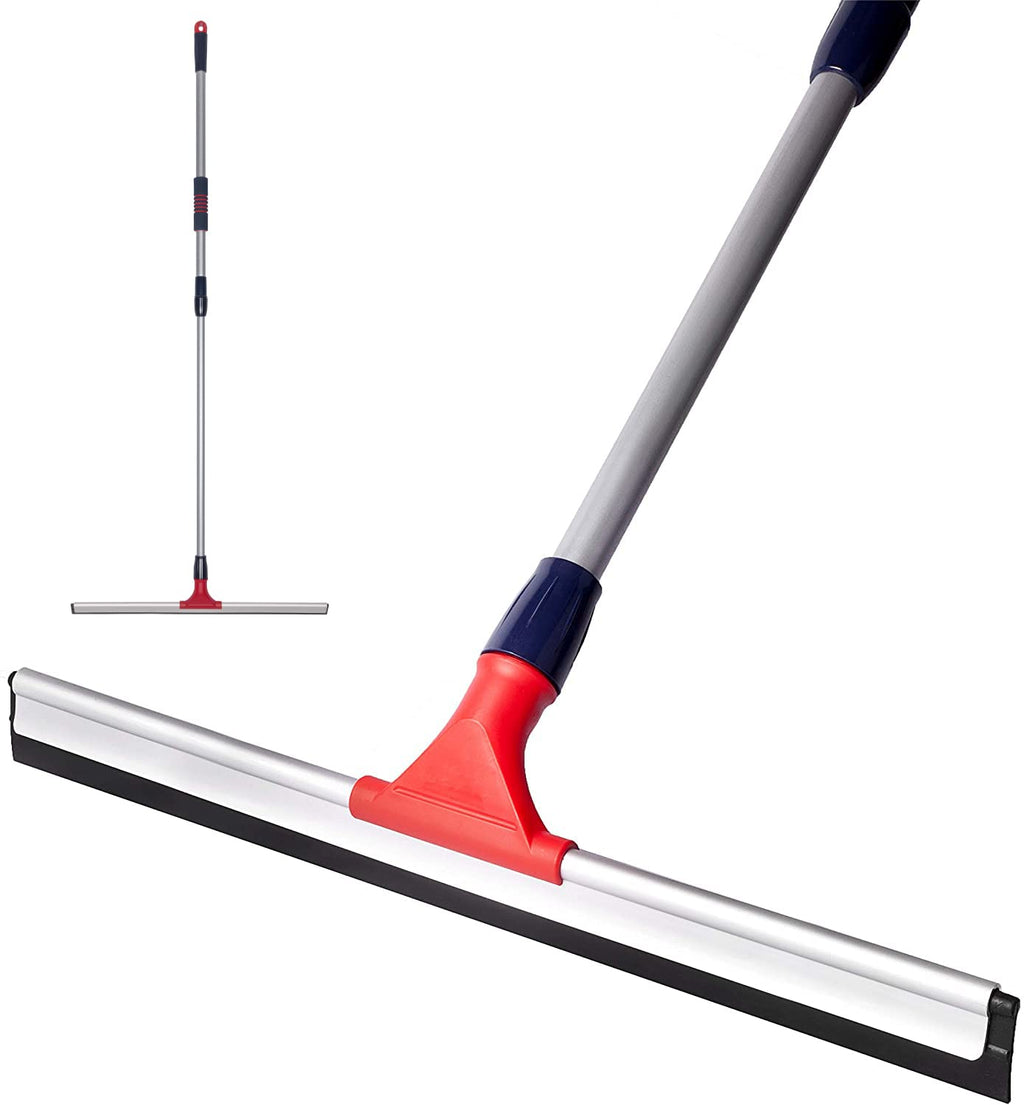 DSV Standard Professional Telescopic Stainless Aluminum Floor Scrubber Squeegee | 30” – 57” | Solid Natural Silicone Rubber Head 23.6” |Best for Washing Shower Glass/Window/Floors