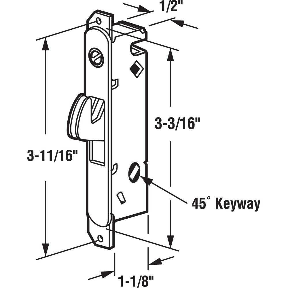 Prime-Line Products E 2199 Round Face Stainless Steel Sliding Door Mortise Latch, 45-Degree