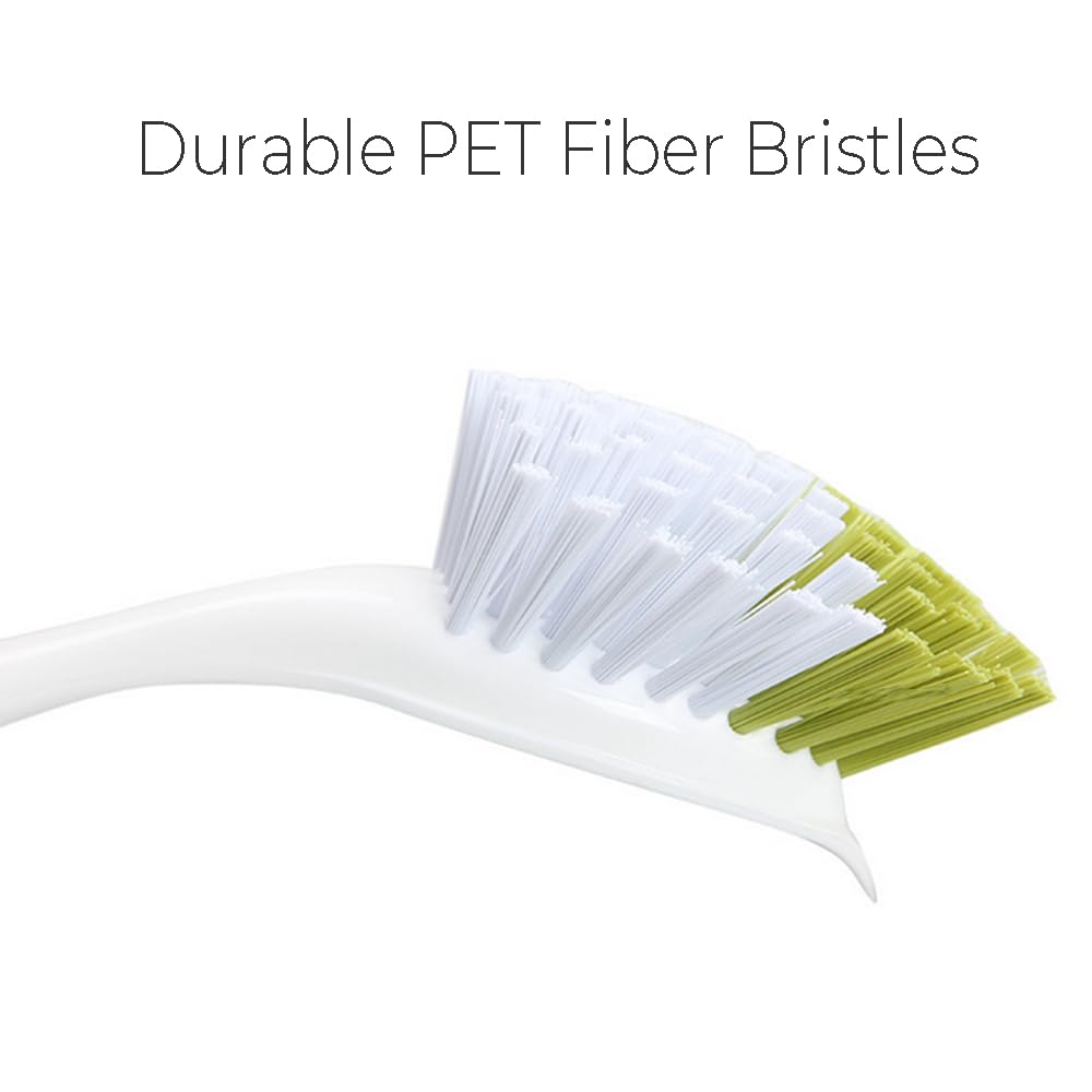 Dish Brush with Handle, Stiff Bristles Dish Scrubber for Pots, Pans & Sink Cleaning, 3 Pack