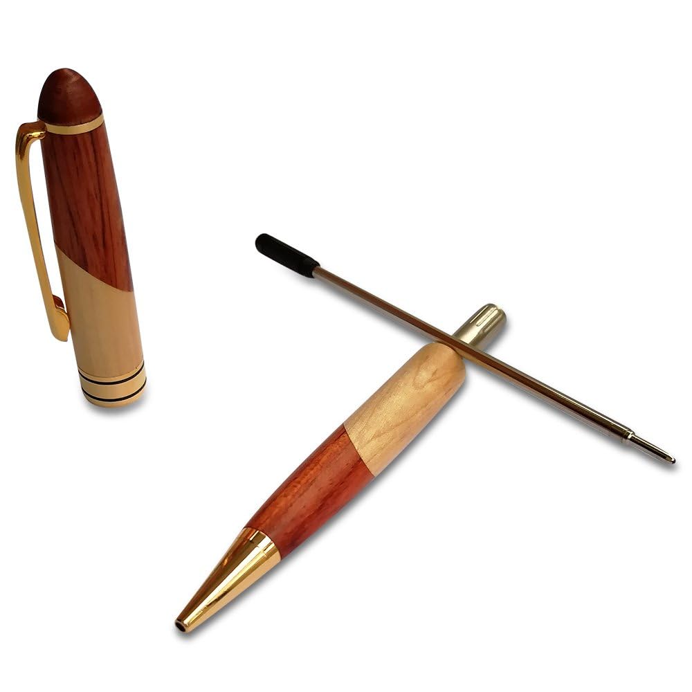 Luxury Wooden Ballpoint Pen Gift Set with Business Pen Case Display, Nice Writing Pen with Box and Gel Ink Refills Fancy Business Wood Pens Stand for Men Women Designer Cool Executive Pen