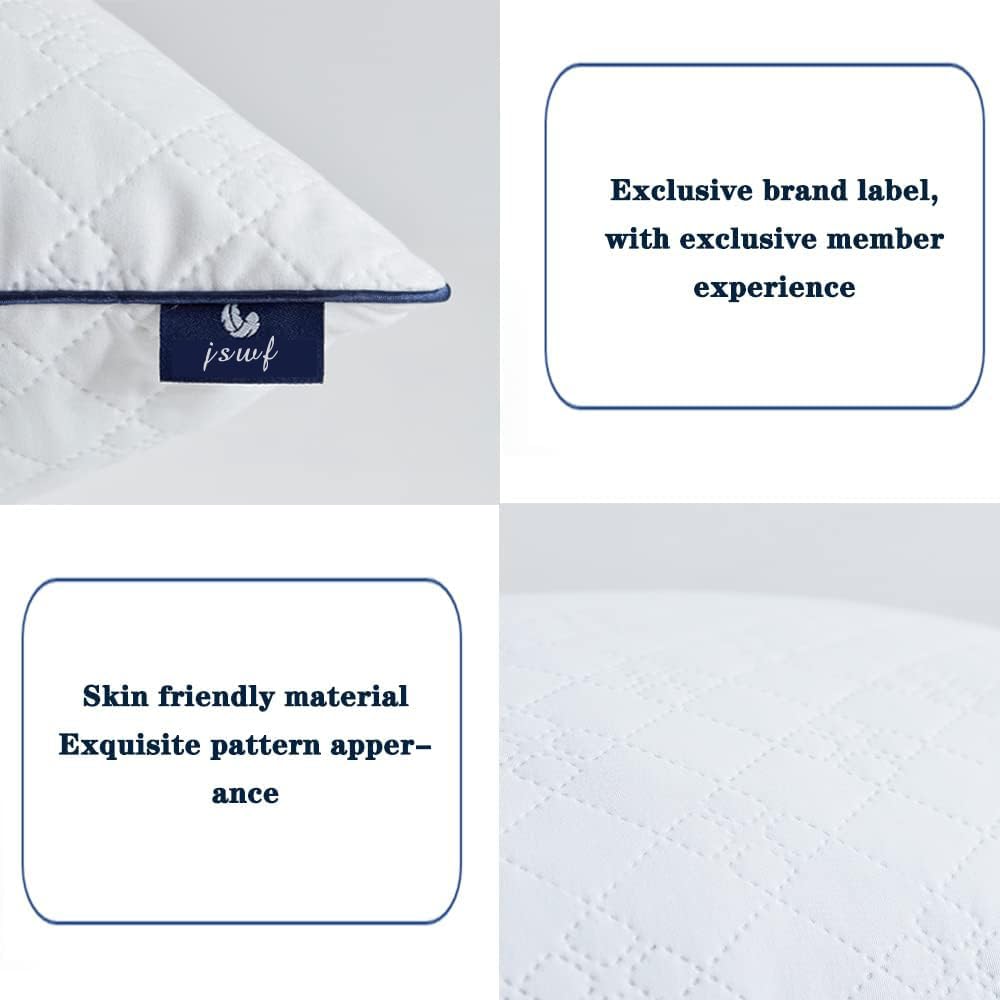 JSWF Bed Pillows for Sleeping Queen Size 2 Packs，Ultra Soft Fluffy ，Premium Soft Down Alternative Fill Set of 2 for Back,Zipper Opening Design, can add and Remove Filler According to Your Needs