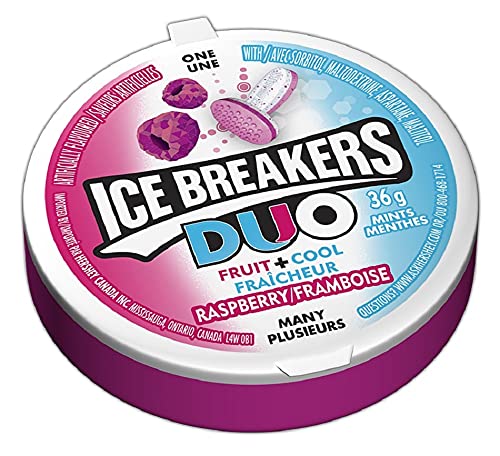 ICE BREAKERS Duo Fruit and Cool Raspberry Mints, Mint Candy, 36g (6 Count)