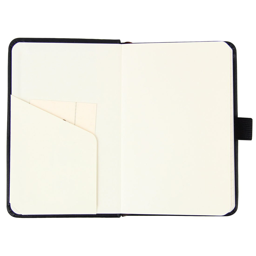 newestor (2-Pack Pocket Notebook 3.5" x 5.5", Small Hardcover Journal with Pen Holder, Inner Pockets, 100gsm Thick Ruled/Lined Paper, Black