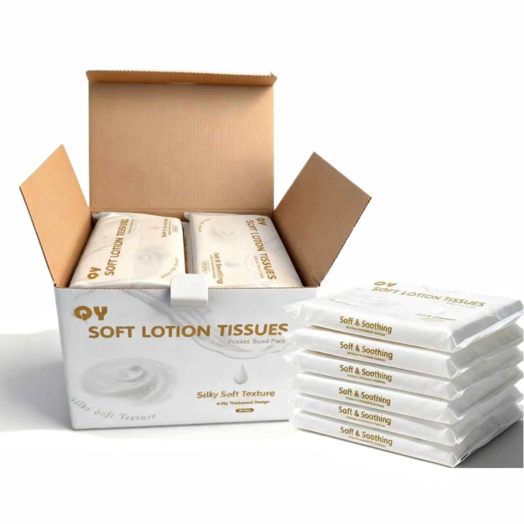 QingYa Lotion Facial Tissues, 20-Pack Ultra Soft 6-Ply Thicken,Travel Size Multipack Pocket Tissue, Hypoallergenic for Sensitive Skin and Babies, On-The-Go for Car, Purse, Office (20 Count-Pack of 20)