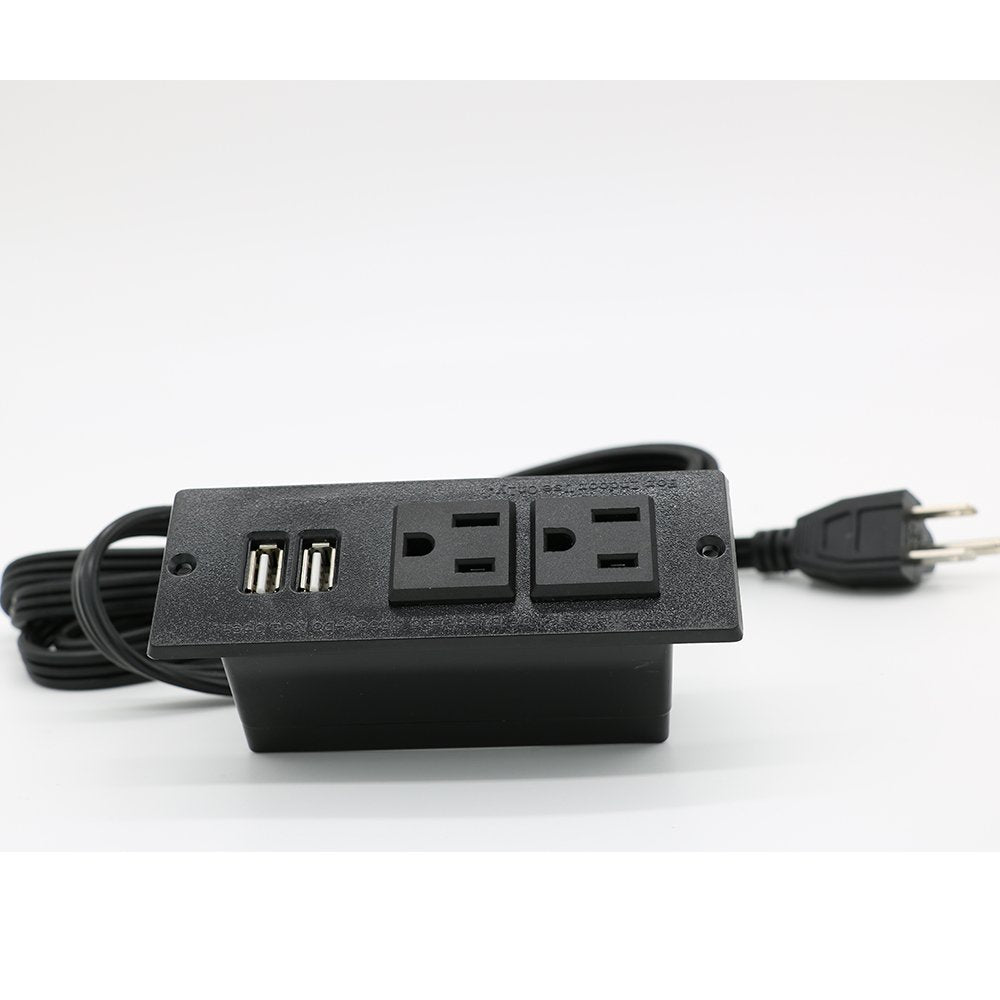 Desktop Power bar with 2 Outlets 2 USB 2.1A Insert Mounting Good for Tabletop Sofa Cabinet Nightstand