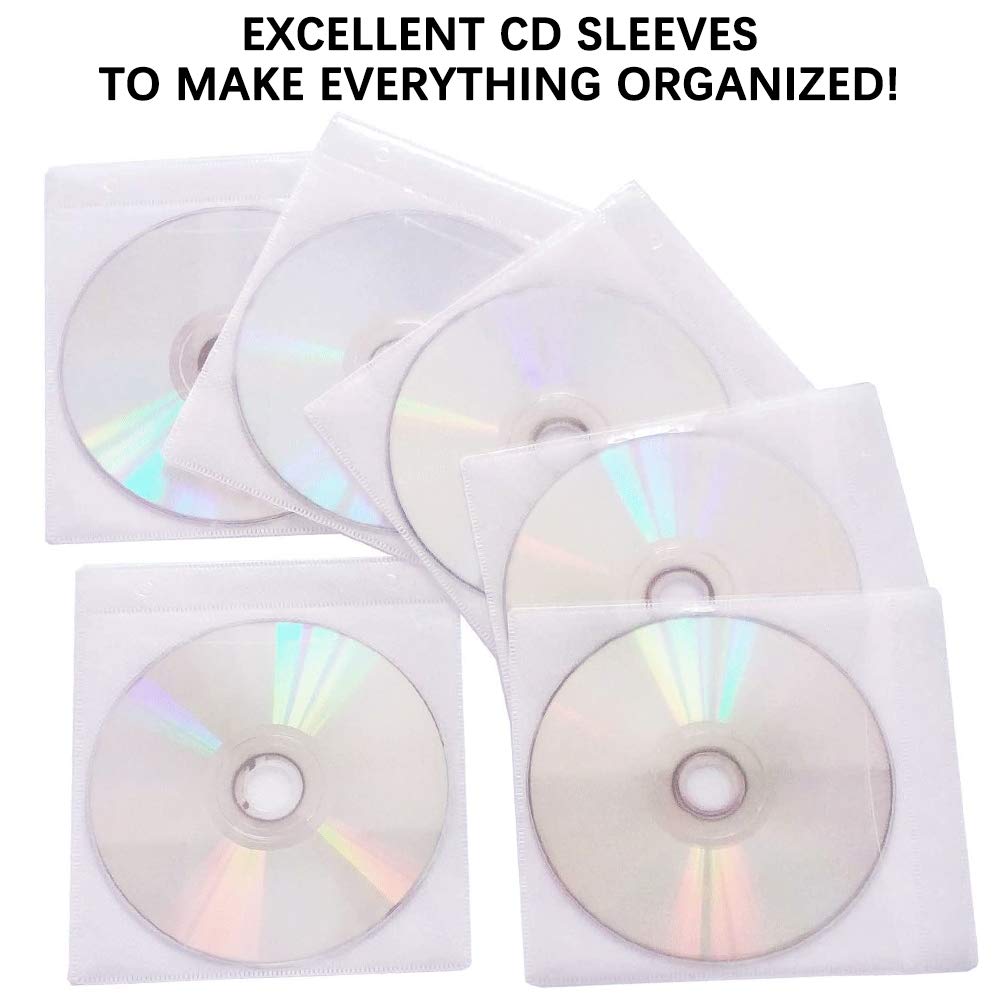 600PCS CD DVD Sleeves, FULANDL Premium CD Double-Sided Refill Plastic Sleeve for CD and DVD Storage Binders