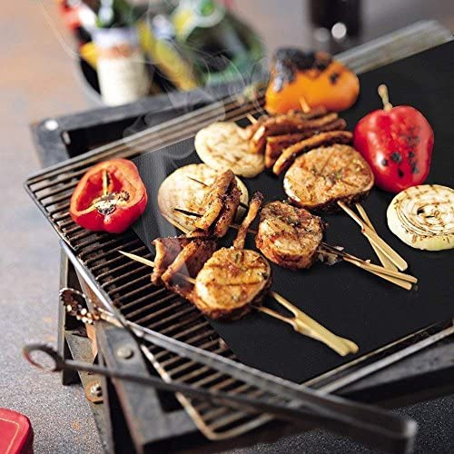 BBQ Grill Mat Set of (6+1) - Non Stick Oven Liner Teflon Cooking Mats - Perfect for Baking on Gas, Charcoal, Oven and Electric Grills - Reusable, Durable, Heat Resistant Barbecue Sheets for Grilling