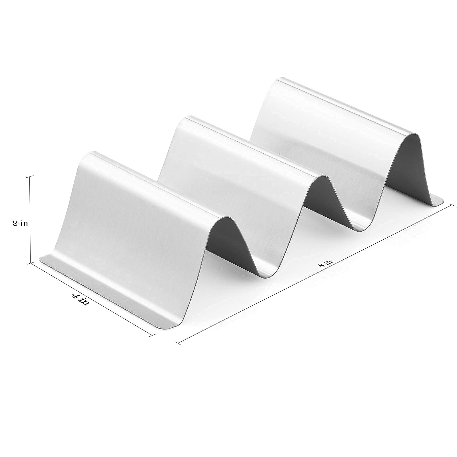 Stainless Steel Taco Holder Stand, Set of 6 - Stylish Rack Holds Up to 3 Tacos Each, Keeping Shells Upright - Oven, Grill and Dishwasher Safe