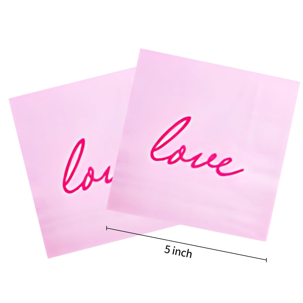Dulousia Pink Heart Shaped Party Tableware - Disposable Wedding Engagement Paper Plates Cups Napkins, Valentine’s Day, Baby Shower, Mother’s Day Tableware, Marry Me LOVE Themed Party Supply 68pcs