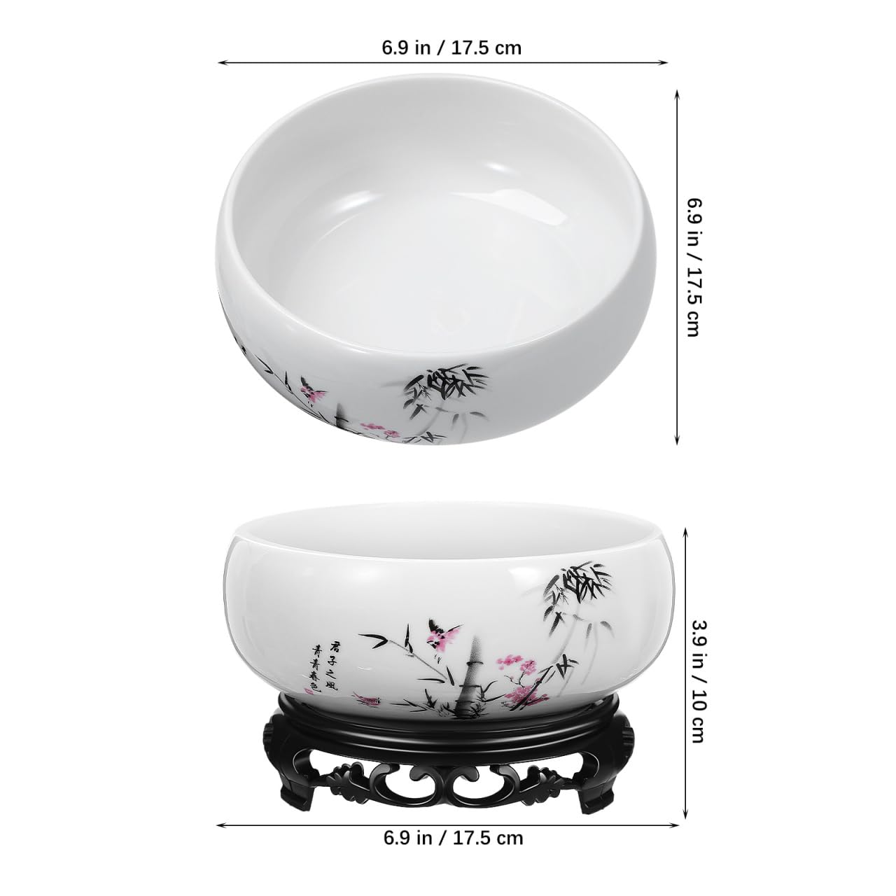 YARNOW Hydroponic Ceramic Planter Pot with Base 6.88 Inch Porcelain Flower Pot for Indoor Succulent Plants Orchid Bonsai Home and Office Garden Decor