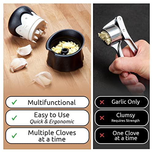 OTOTO Gracula Garlic Press, Garlic Mincer, Garlic Peeler Crusher, Halloween Kitchen - Also for Ginger, Nuts, Chili, Herbs - Spooky Goth Gifts, Vampire Mincer Easy Squeeze Manual Press, Dracula Gifts