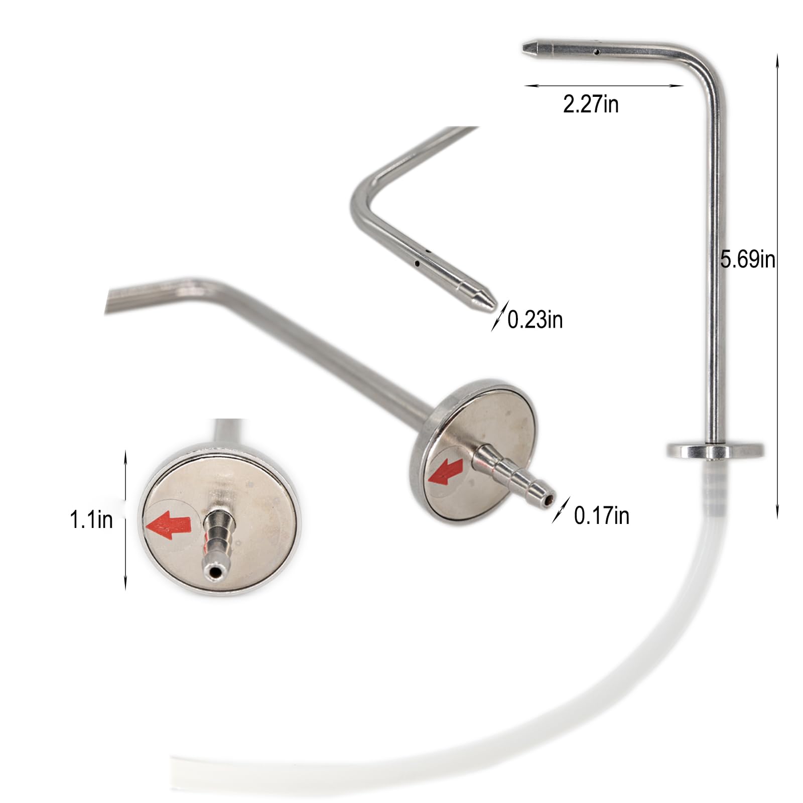 Dpttmlaci Static Pressure Probes Kit for HVAC, 2X Static Tubes with Magnet, 2X 1.8m Silicone Soft Tubes (3mm ID), 2X Manometer Tube Adapter/Fitting 3/16" to 5/16"
