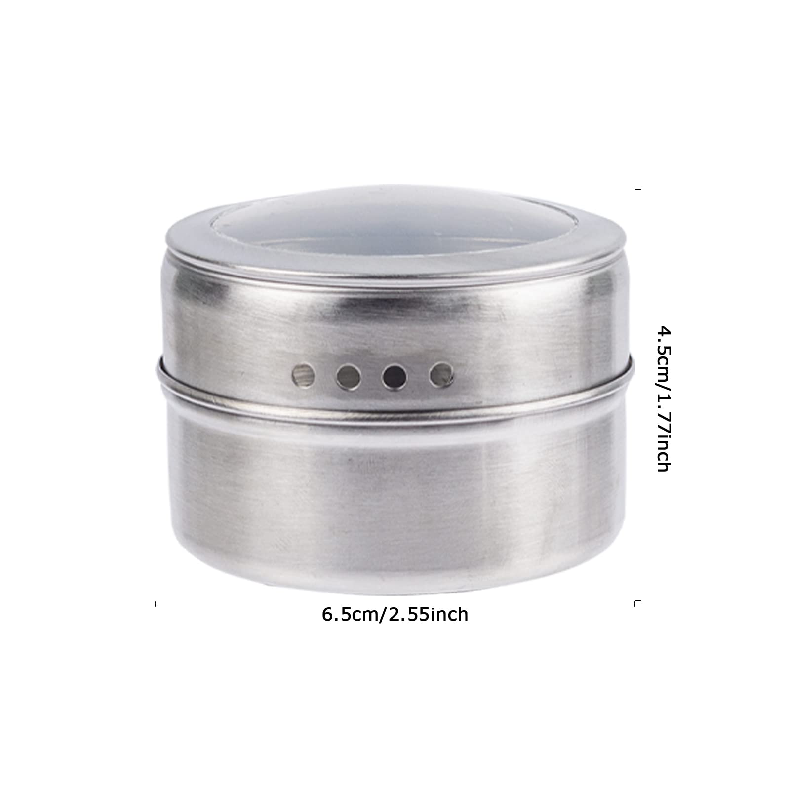 18 Pack Magnetic Spice Jars,Stainless Steel Storage Spice containers Include Labels and Pen,Clear Top Lid with Sift or Pour,Magnetic on Refrigerator and Grill-Easy to Install