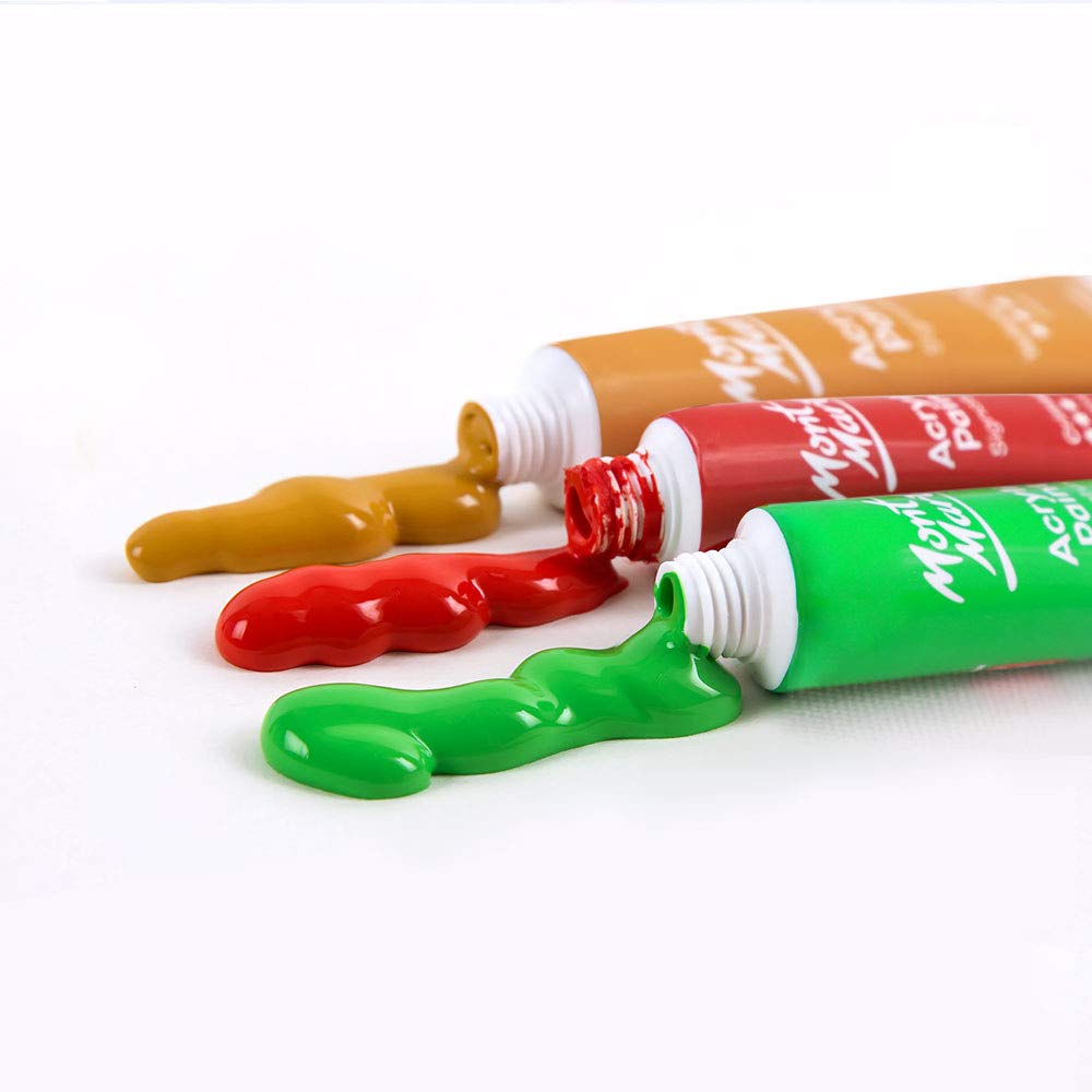 Mont Marte Acrylic Paint 24 Colours x 12ml Tubes, Semi-Gloss Finish, Suitable for a Variety of Painting Styles