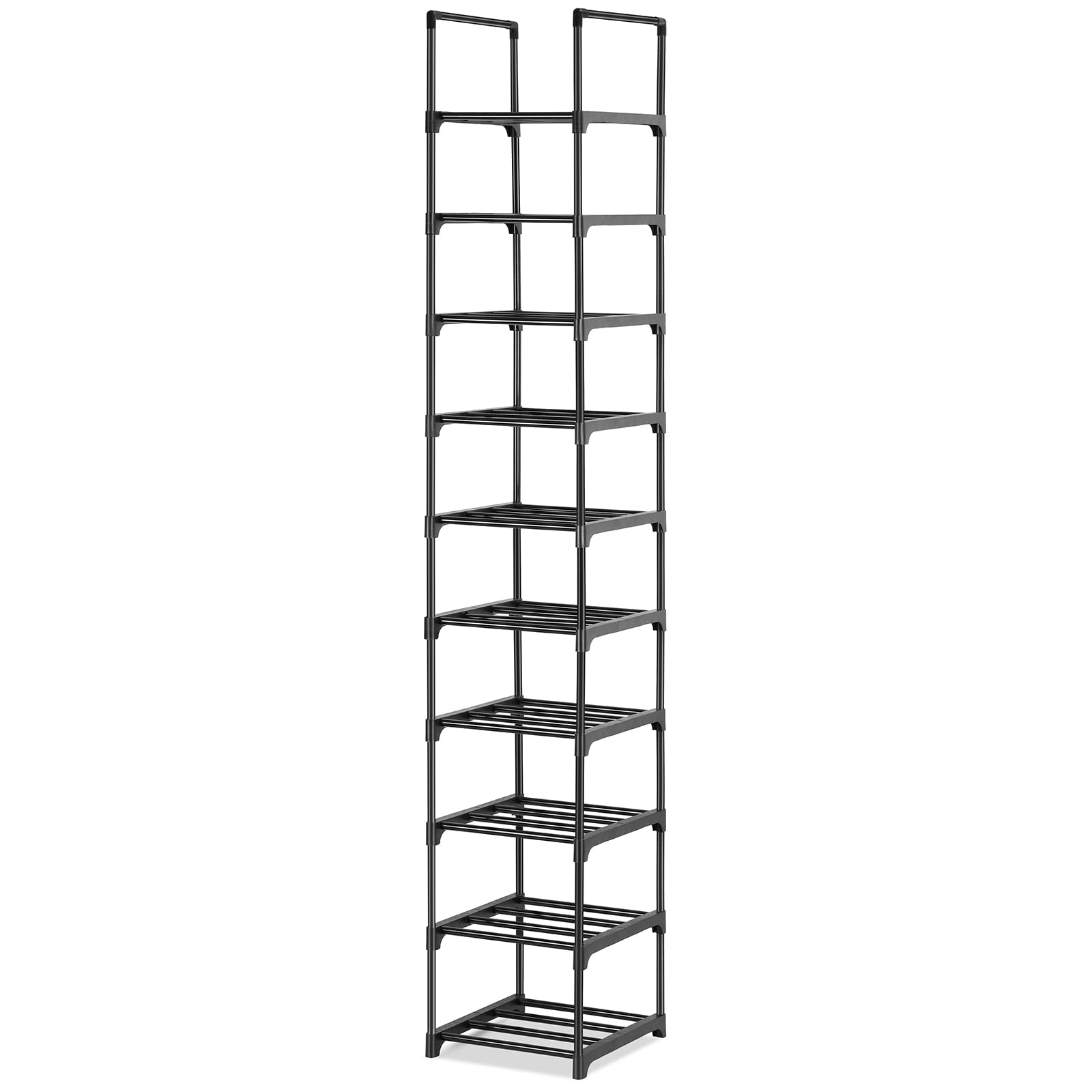 Olyzer 10 Tier Shoe Rack, Narrow Shoe Organizer, Space Saving,Vertical Shoe Stand Shelf for Living Room, Bedroom, Closet, Entryway, Grocery Room, 12.2'' x 12.2'' x 68.9''