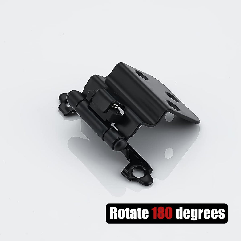 JQK 3/8 Inch Inset Cabinet Door Hinges, Cabinet Hinge, 20 Pack Matte Black, CH201-BK-P20