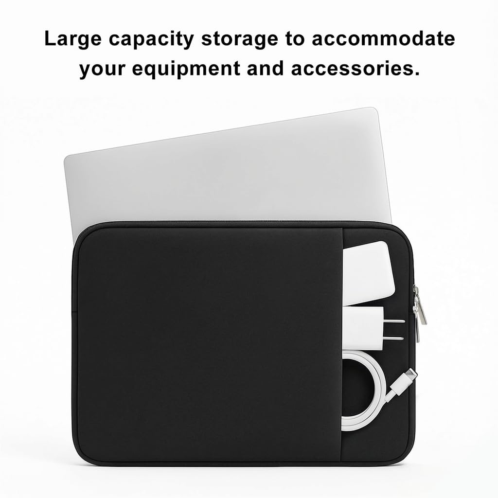 15 Inch Laptop Sleeve Case for MacBook Air 15.3 inches M5-M2 Chip (2026-2023) A3448 A3241 A3114 A2941 Soft Memory Foam Portable Carrying Travel Velure Lining Accessories (Black)