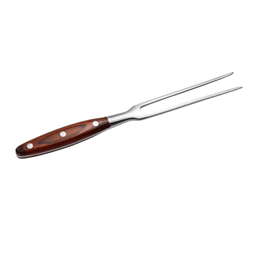 IMEEA 11.5 Inch Meat Fork Stainless Steel Carving Fork with Wooden Handle Two Prong Fork Meat Cooking Fork Barbecue Fork for Chicken Turkey Beef